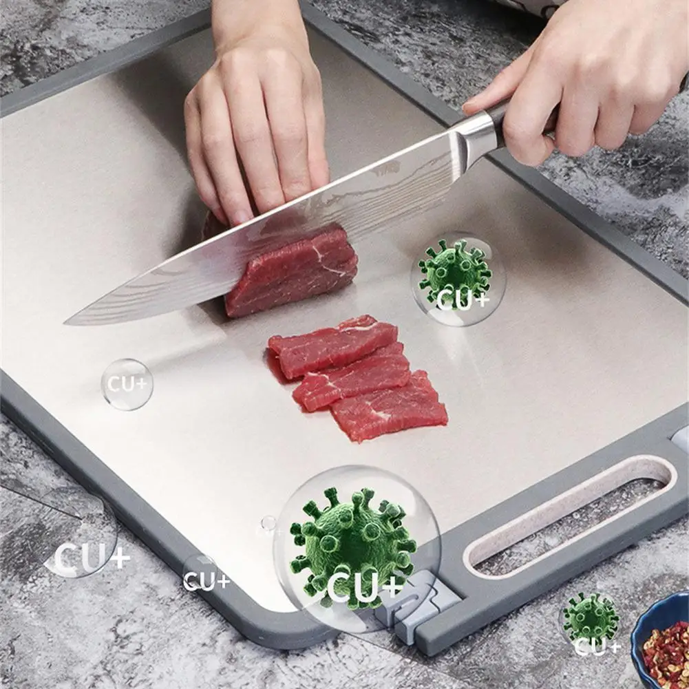 Stainless Steel Double-sided Cutting Board Home Classification Fruit Chopping Board Thicken Cutting Board With Whetstone
Stainless Steel Double-sided Cutting Board Home Classification Fruit Chopping Board Thicken Cutting Board With Whetstone