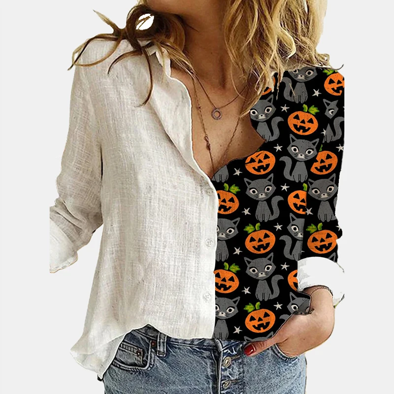Women's Bouse Long Sleeve Casual Shirt Halloween Cartoon Print Spring Autumn Shirt Loose Button Oversize Shirt Top
Women's Bouse Long Sleeve Casual Shirt Halloween Cartoon Print Spring Autumn Shirt Loose Button Oversize Shirt Top