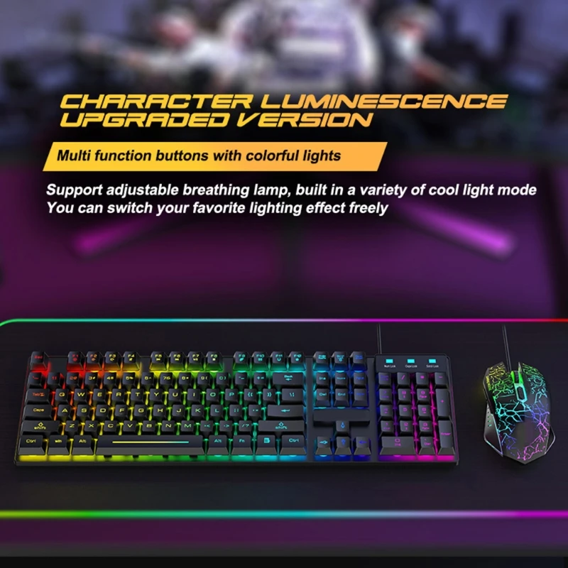 T6 Rainbow USB Wired Keyboard Mouse Pad Combo RGB Backlit Pro PC Gaming Keypad
T6 Rainbow USB Wired Keyboard Mouse Pad Combo RGB Backlit Pro PC Gaming Keypad