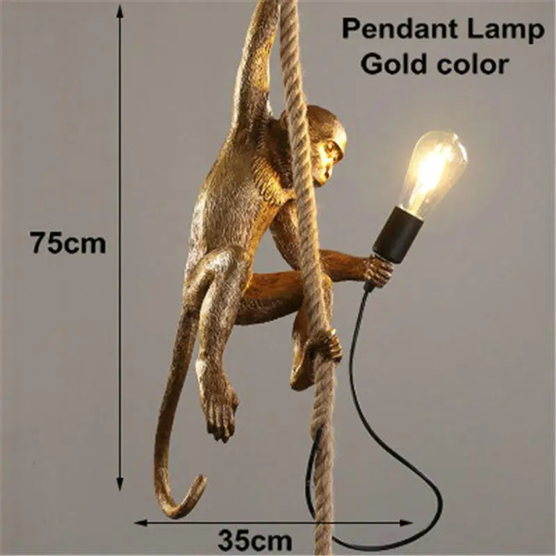 Nordic Resin Monkey Lamp LED Pendant Lights E27 Hemp Rope Loft Pendant Lamp Modern Product Hanging Lamp indoor Decor Lighting
Nordic Resin Monkey Lamp LED Pendant Lights E27 Hemp Rope Loft Pendant Lamp Modern Product Hanging Lamp indoor Decor Lighting