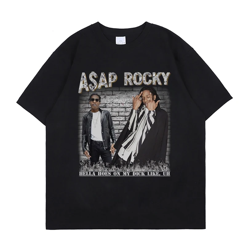 Asap Roy Harajuku T-shi Men 2021 Summer Hip Hop T-shis Caoon Streetwr T-shis Sho Mouw Casl Top Cat