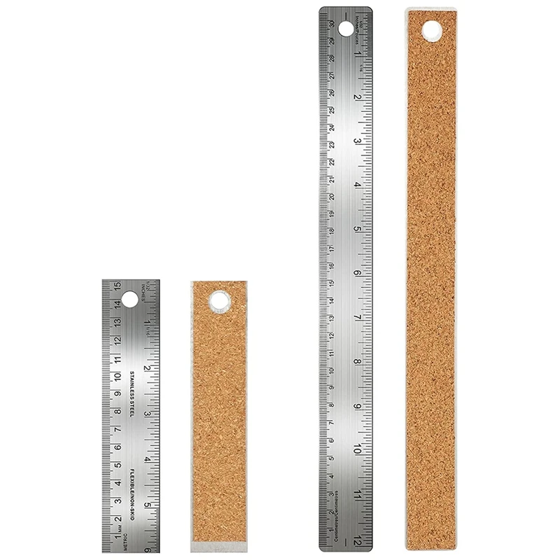 Stainless Steel Cork Backed Metal Ruler, Non Slip Straight Edge with Cork Backing, (2 Pieces 1 X 6 Inch, 1 X 12 Inch)
Stainless Steel Cork Backed Metal Ruler, Non Slip Straight Edge with Cork Backing, (2 Pieces 1 X 6 Inch, 1 X 12 Inch)