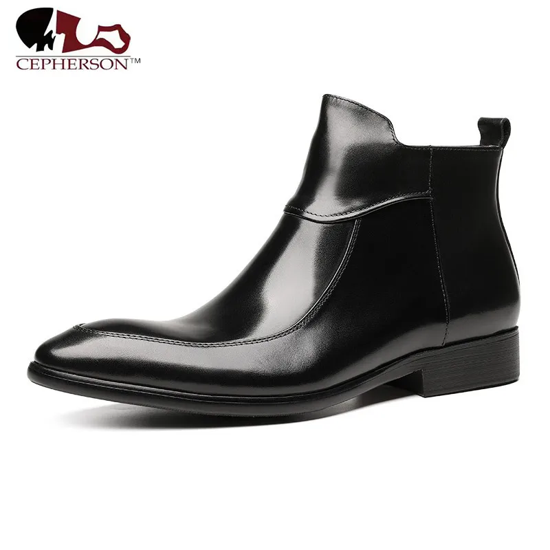 Mens Leather Ankle Boots Black Pointed Zip Boots Formal Suits Gents Cowboy Wine Red Boots Luxury Top Quality Rubber Boot
Mens Leather Ankle Boots Black Pointed Zip Boots Formal Suits Gents Cowboy Wine Red Boots Luxury Top Quality Rubber Boot