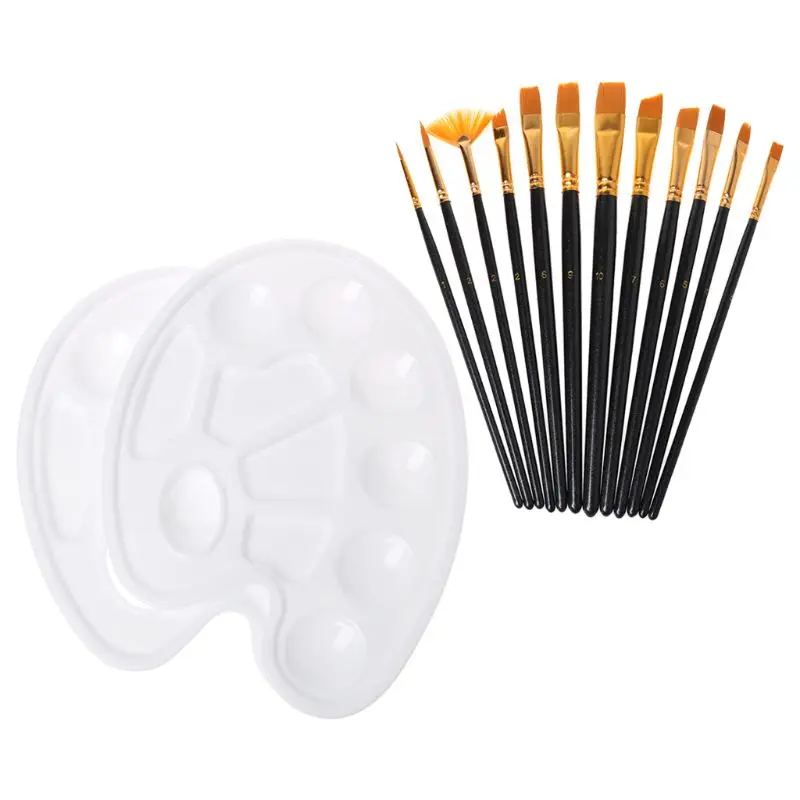 12pcs/set Professional Paint Brush Nylon Hair Artist Brush With Mixing Palette Set For Acrylic Watercolor Oil Painting Supplies
12pcs/set Professional Paint Brush Nylon Hair Artist Brush With Mixing Palette Set For Acrylic Watercolor Oil Painting Supplies