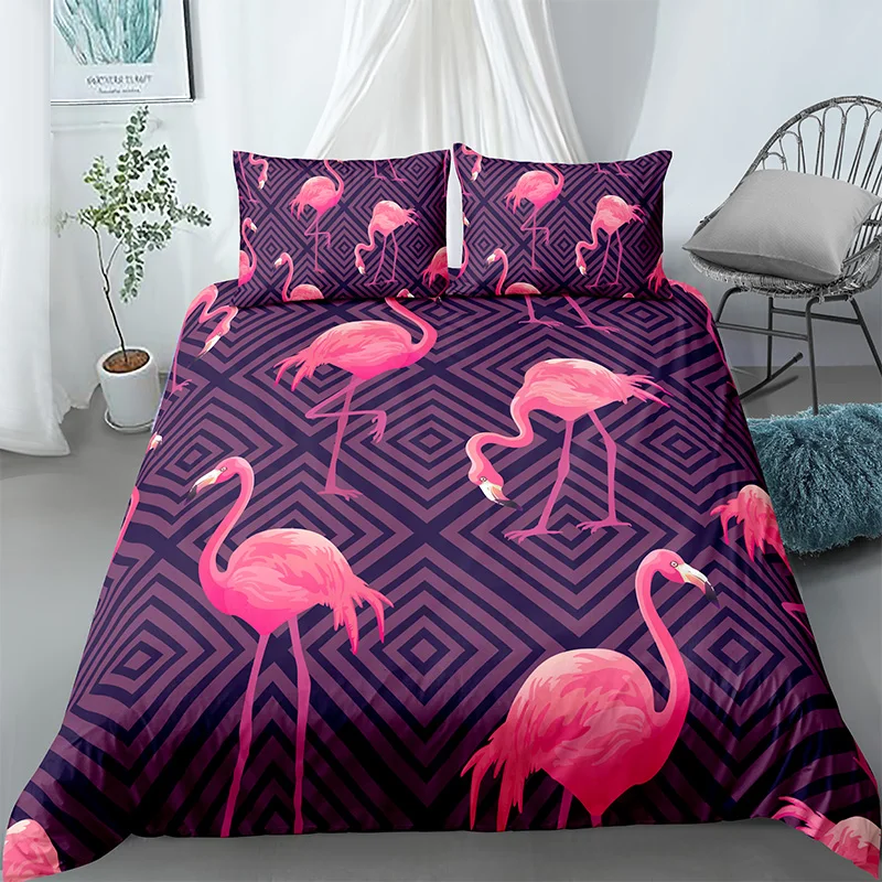 Cartoon Pink Flamingo Bedding Set 2/3pcs Geometric Pattern 3D Bed Duvet Cover Pillowcases Kids Comfortable Quilt Covers Sets
Cartoon Pink Flamingo Bedding Set 2/3pcs Geometric Pattern 3D Bed Duvet Cover Pillowcases Kids Comfortable Quilt Covers Sets