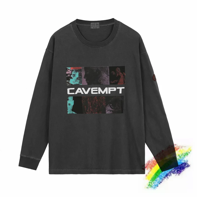 

High-Quality CAVEMPT C.E T Shirt Men Women 1:1 Batik Grey Figure Pictorial Long Sleeve T-Shirt Cav Empt Vintage Top Tees