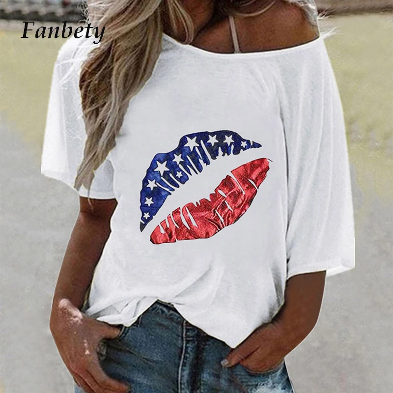 Women Sexy Lips Print Short Sleeve Blouses Summer Casual O Neck Ladies Blouses Shirts Off Shoulder Loose Plus Size Blusa Tops
Women Sexy Lips Print Short Sleeve Blouses Summer Casual O Neck Ladies Blouses Shirts Off Shoulder Loose Plus Size Blusa Tops