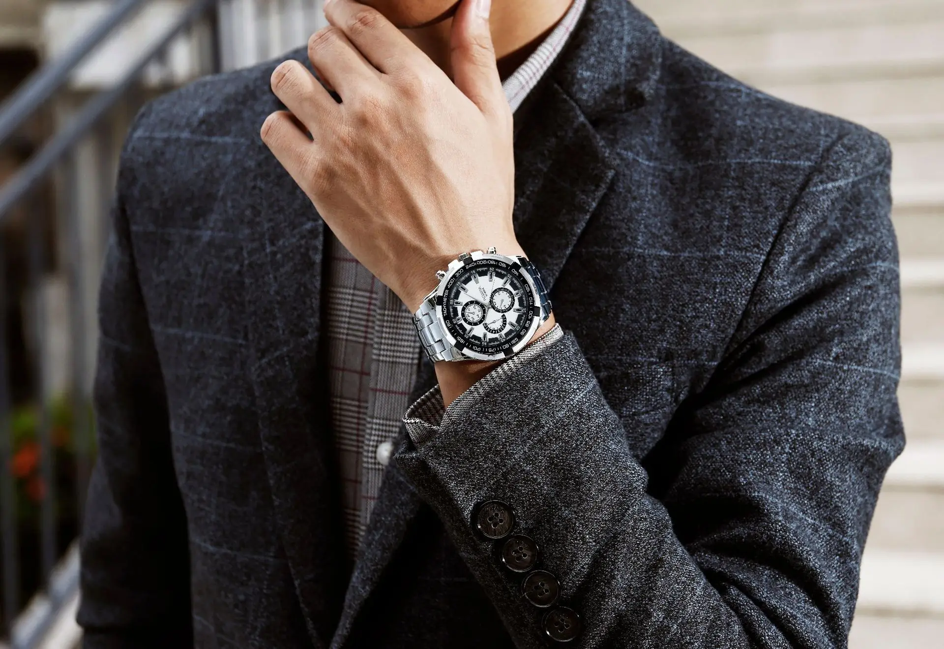 Мужские спортивные часы Rosra мужские с 3 декоративными циферблатами Металлические