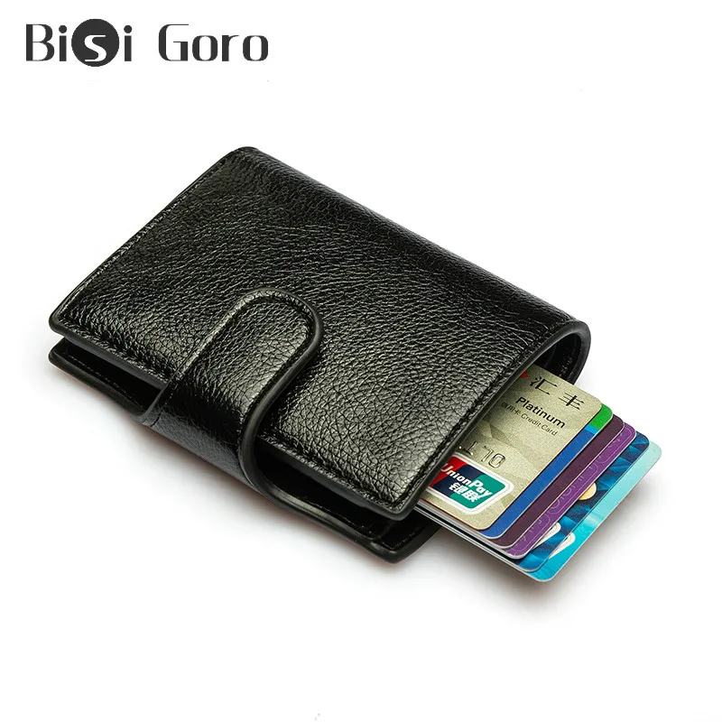 BISI GORO RFID Button Men Wallets Business Organizer Wallets Top Quality Pu Leather Metal Aluminum Credit Card Holder ID Holder
BISI GORO RFID Button Men Wallets Business Organizer Wallets Top Quality Pu Leather Metal Aluminum Credit Card Holder ID Holder