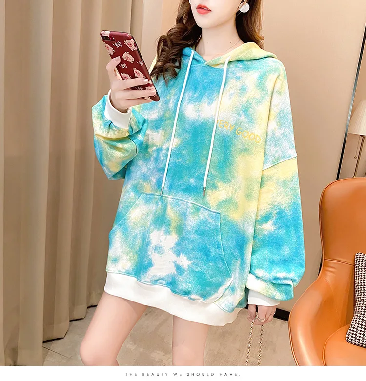 New Winter Clothes Women Loose Korean Style Tie-dye Hooded Sweatshirts for Girl Teens Letters Printed Casual Pullover Plus Size
New Winter Clothes Women Loose Korean Style Tie-dye Hooded Sweatshirts for Girl Teens Letters Printed Casual Pullover Plus Size