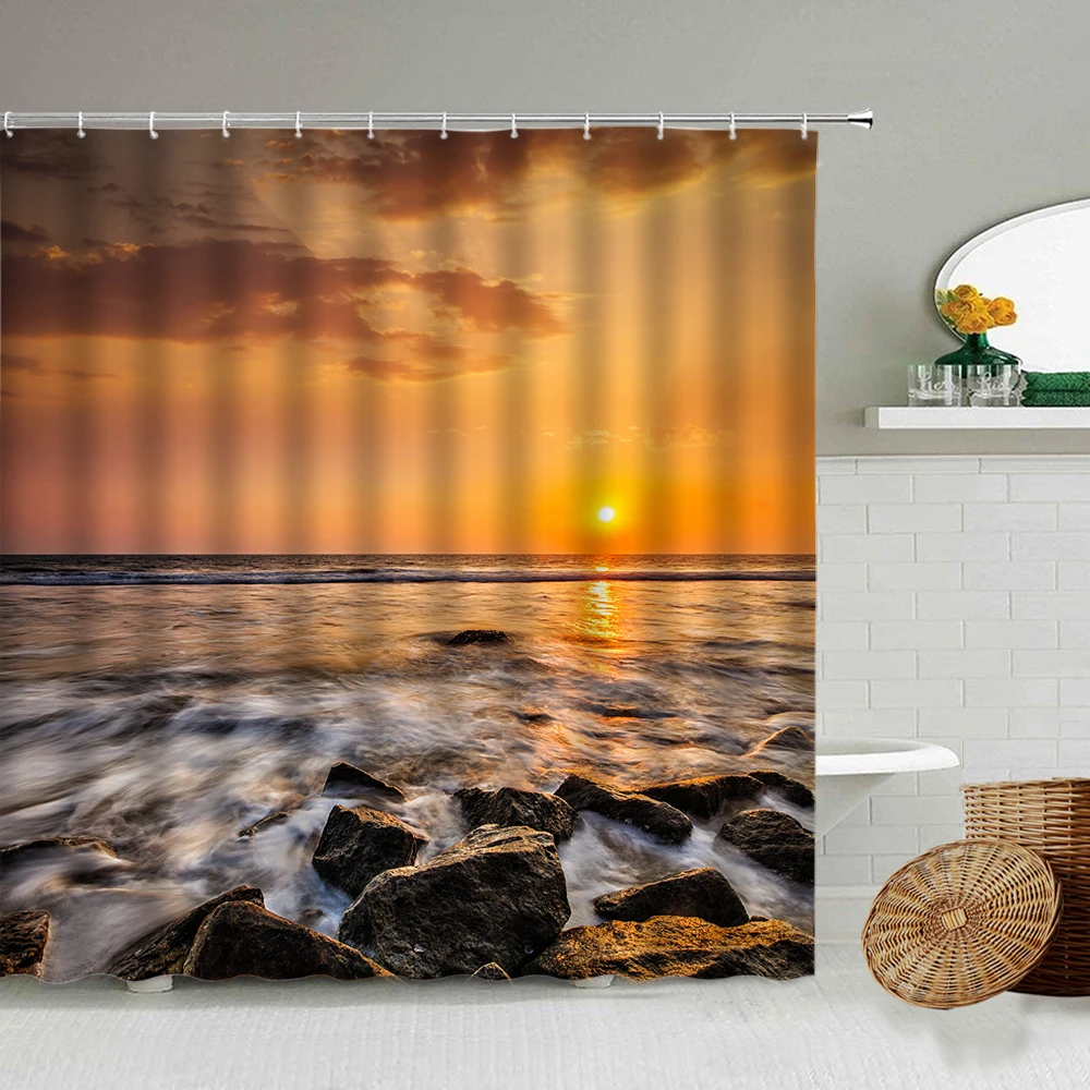 Ocean Beach Sunshine Shower Curtain Sea Scenery Bathroom Decoration Waterproof Cloth Curtains With Hook Set Machine Washable
Ocean Beach Sunshine Shower Curtain Sea Scenery Bathroom Decoration Waterproof Cloth Curtains With Hook Set Machine Washable