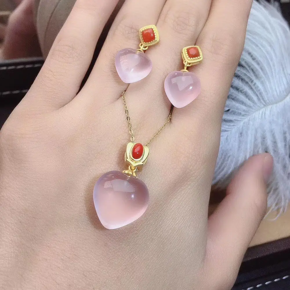 KJJEAXCMY Fine Jewelry 925 sterling silver inlaid natural Rose Quartz female pendant earring set luxury supports test
KJJEAXCMY Fine Jewelry 925 sterling silver inlaid natural Rose Quartz female pendant earring set luxury supports test