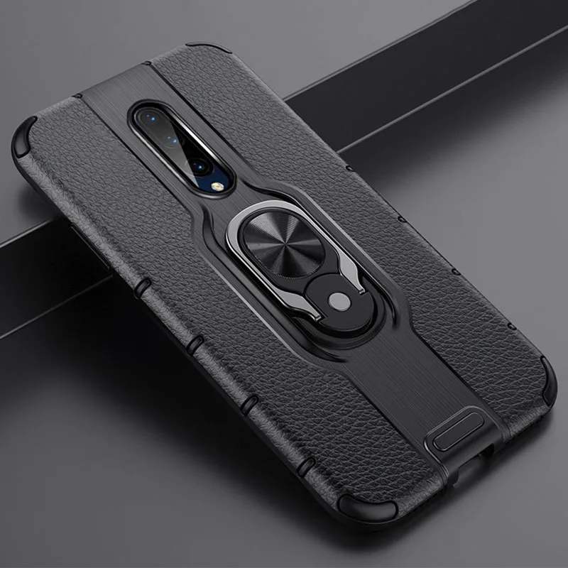 Для Oneplus 7 Pro Чехол с магнитным кольцом на палец задняя крышка противоударный