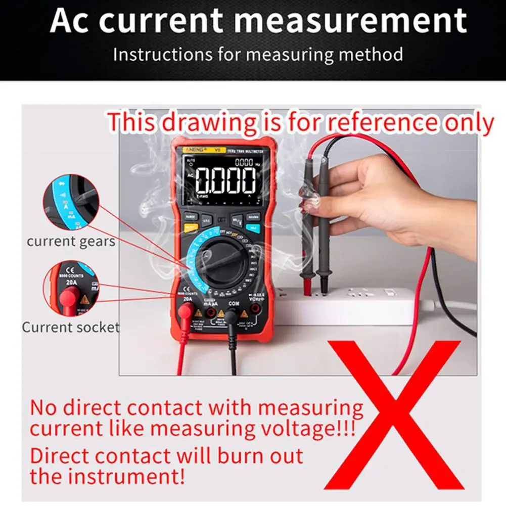 Digital Multimeter 4.7 Inch LCD DC/AC Current Voltage Capacitance Resistance Measuring Measurement 620A Tester NCV ANENG 20 O2T3
Digital Multimeter 4.7 Inch LCD DC/AC Current Voltage Capacitance Resistance Measuring Measurement 620A Tester NCV ANENG 20 O2T3