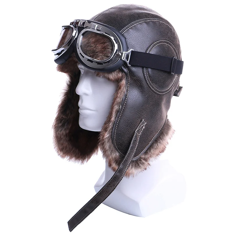 Winter Bomber Hats Plush Earflap Russian Ushanka with Goggles Men Women's Trapper Aviator Pilot Hat Faux Leather Fur Snow Caps
Winter Bomber Hats Plush Earflap Russian Ushanka with Goggles Men Women's Trapper Aviator Pilot Hat Faux Leather Fur Snow Caps