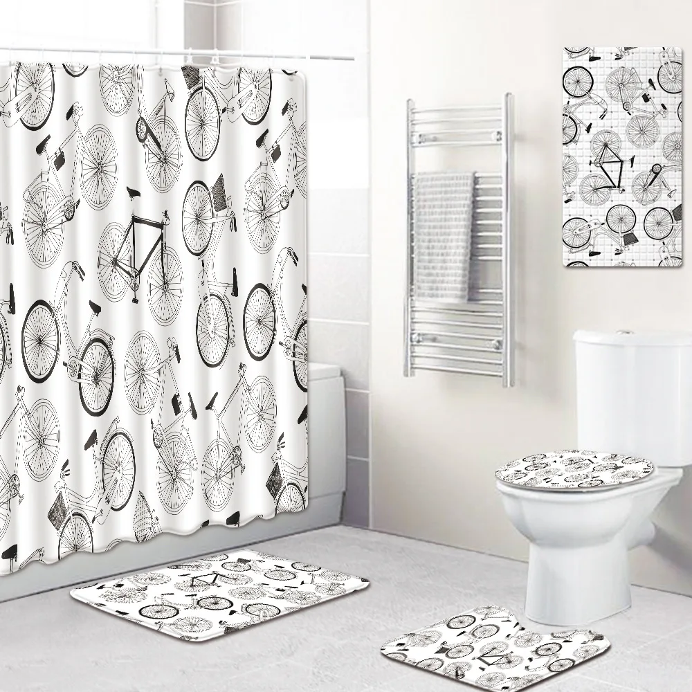 Shower Curtain Bathroom Mat Set Toilet Cover Mat Kitchen Pad Five-Piece Carpet bathroom rug bathroom mat 
Shower Curtain Bathroom Mat Set Toilet Cover Mat Kitchen Pad Five-Piece Carpet bathroom rug bathroom mat
