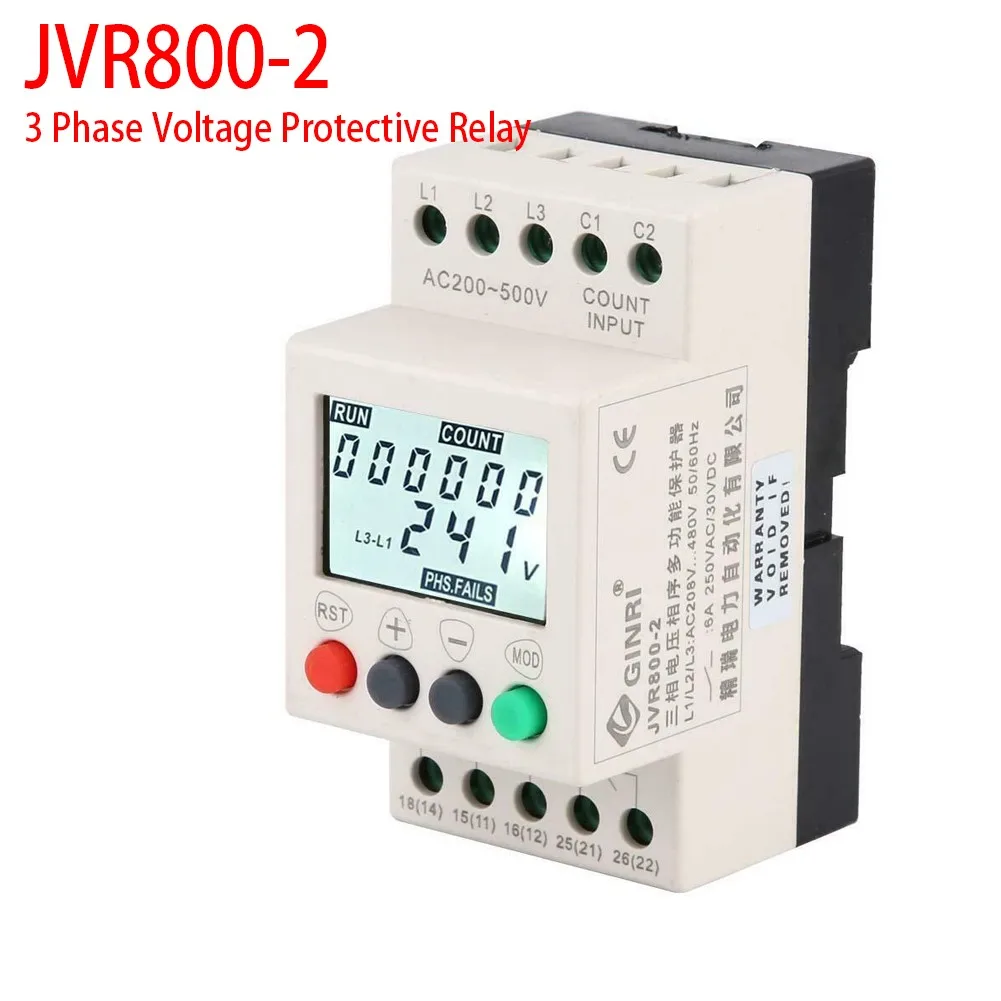 JVR800-2 Защита от перенапряжения 3-фазное реле контроля напряжения хронограф Счетчик переменного тока L2 L3 50/60 Гц ЖК-цифровой дисплей
JVR800-2 Защита от перенапряжения 3-фазное реле контроля напряжения хронограф Счетчик переменного тока L2 L3 50/60 Гц ЖК-цифровой дисплей