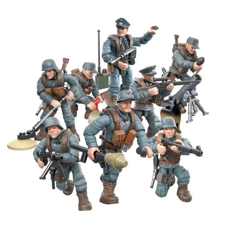 

world war Battle in Normandy mega blocks ww2 germany army forces figures building bricks weapons gun toys for boys gifts