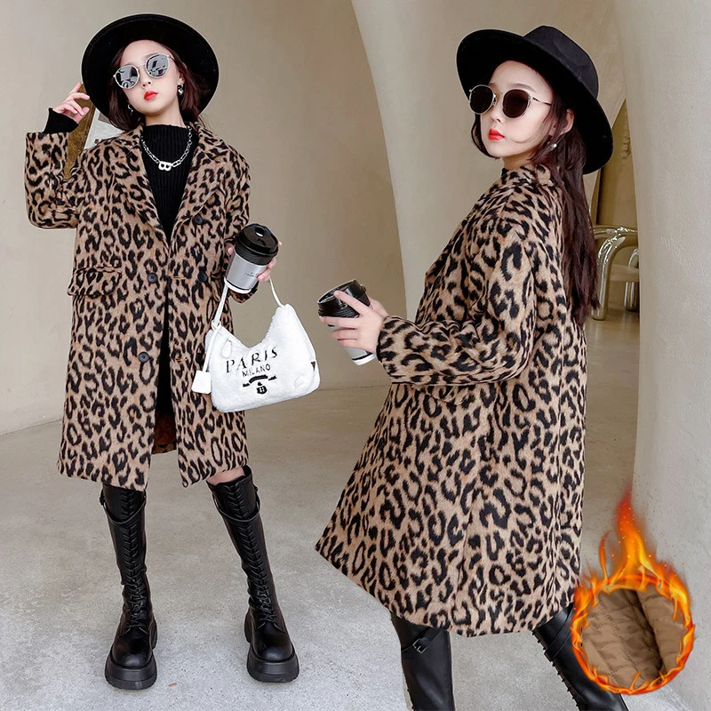Winter Jacket for Girls Leopard Thick Long Trench Coat Fashion All-match Warm Children's Outerwear Double Breasted Kids Overcoat
Winter Jacket for Girls Leopard Thick Long Trench Coat Fashion All-match Warm Children's Outerwear Double Breasted Kids Overcoat