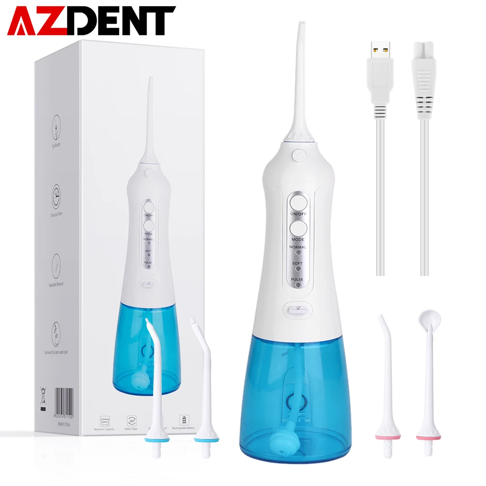 Azdent Rechargeable Oral Irrigator Portable Dental Water Flosser Waterproof Teeth Cleaner Floss 3 Models 2 Jet Tips 300ml
Azdent Rechargeable Oral Irrigator Portable Dental Water Flosser Waterproof Teeth Cleaner Floss 3 Models 2 Jet Tips 300ml