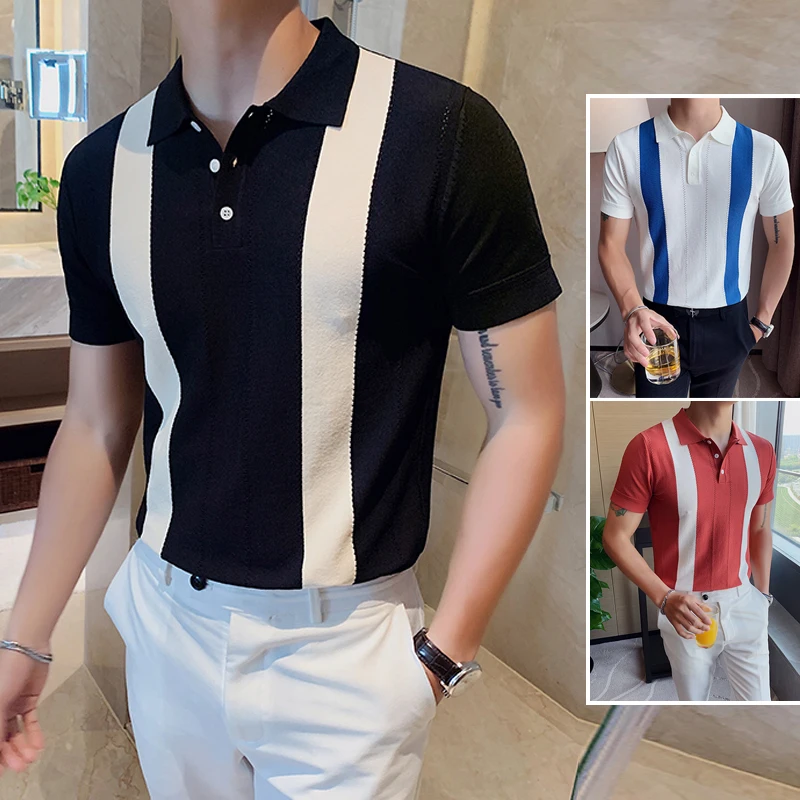 Fashion Summer Men Short Sleeve Ice Silk Knitted Polo Shirts Business Male Casual Slim Fit Stretched Striped Homme
Fashion Summer Men Short Sleeve Ice Silk Knitted Polo Shirts Business Male Casual Slim Fit Stretched Striped Homme