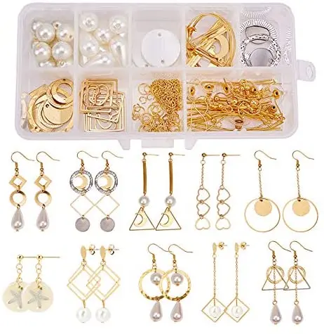 1 Box DIY 10 Pairs Geometric Hollow Earring Making Starter Kit Classic Round Square Heart Triangle Charm Connector
1 Box DIY 10 Pairs Geometric Hollow Earring Making Starter Kit Classic Round Square Heart Triangle Charm Connector