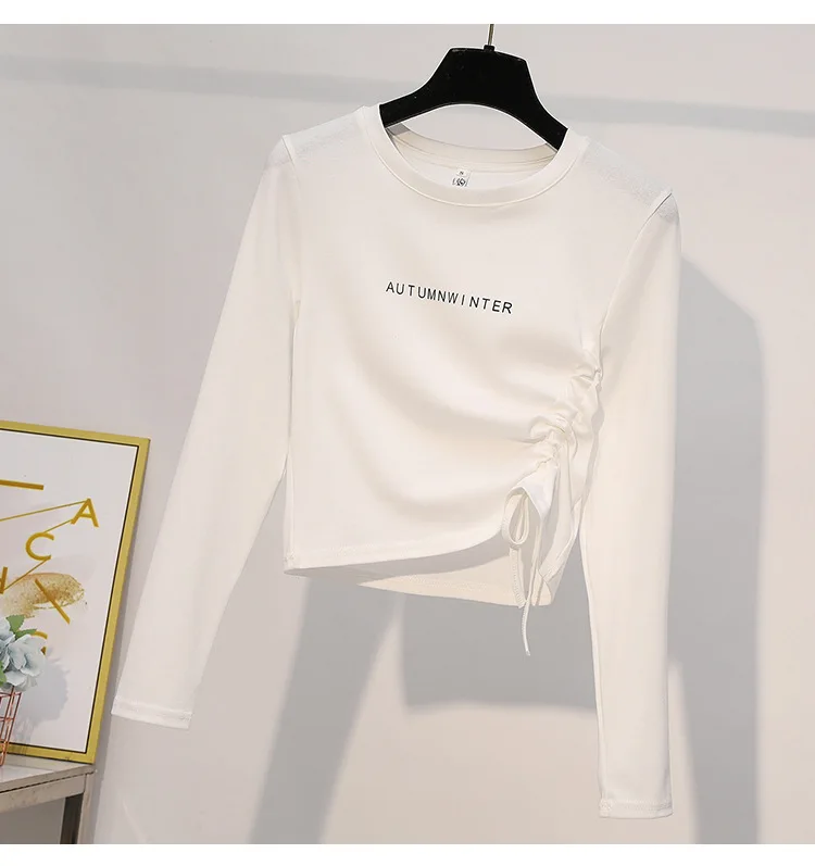 T Shirt Pretty Hoodeds O-Neck Long Sleeve Women Hoodie Kawaii Girl Pink Shirt White