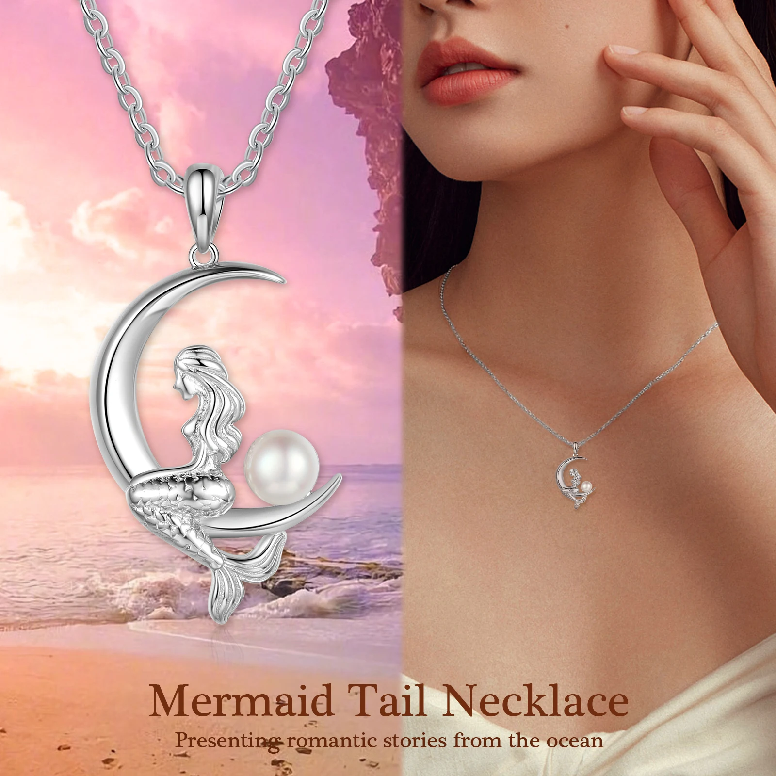 Moon Mermaid Pearl Necklaces Pendants With Zircon Women's Neck Chain Choker Fashion Jewelry Wedding Necklaces for Women 2021
Moon Mermaid Pearl Necklaces Pendants With Zircon Women's Neck Chain Choker Fashion Jewelry Wedding Necklaces for Women 2021