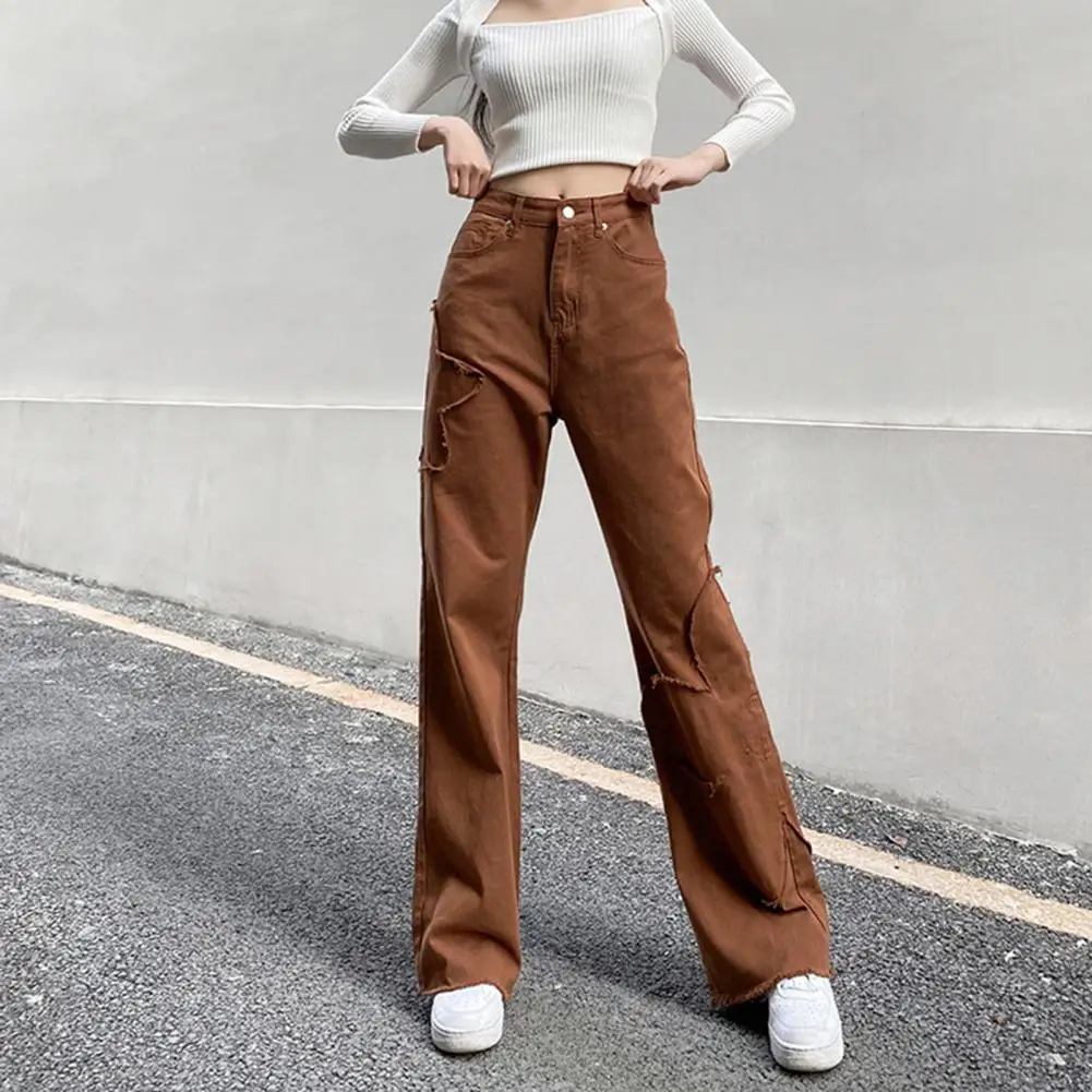 Women Pants Floral Patchwork Loose Fashion Mid Rise Solid Color Trousers for Work 
Women Pants Floral Patchwork Loose Fashion Mid Rise Solid Color Trousers for Work