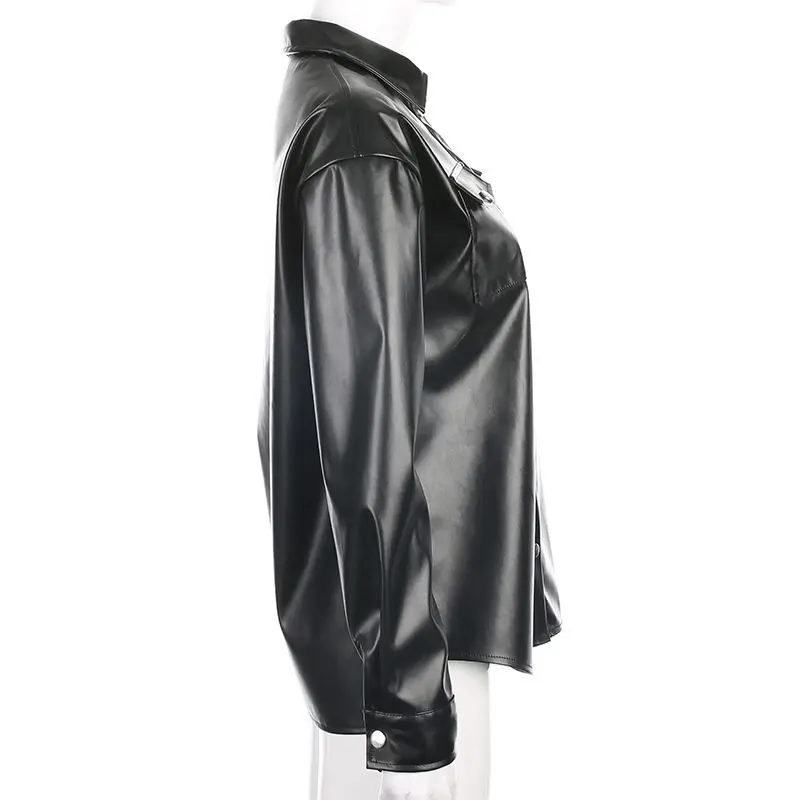 High Street Black Leather Jacket Women Vintage Cardigan Loose Thin Moto Jacket Female 2021 Spring Long Sleeve Leather Top 
High Street Black Leather Jacket Women Vintage Cardigan Loose Thin Moto Jacket Female 2021 Spring Long Sleeve Leather Top
