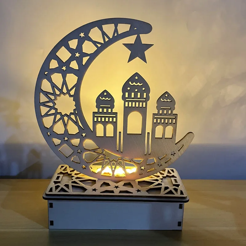 Ramadan Wooden Decoration Islam Mosque Eid Mubarak Wood Craft Warm Lights LED Base Ramadan 2021 Ornament Moon Stars Eid al-Fitr
Ramadan Wooden Decoration Islam Mosque Eid Mubarak Wood Craft Warm Lights LED Base Ramadan 2021 Ornament Moon Stars Eid al-Fitr