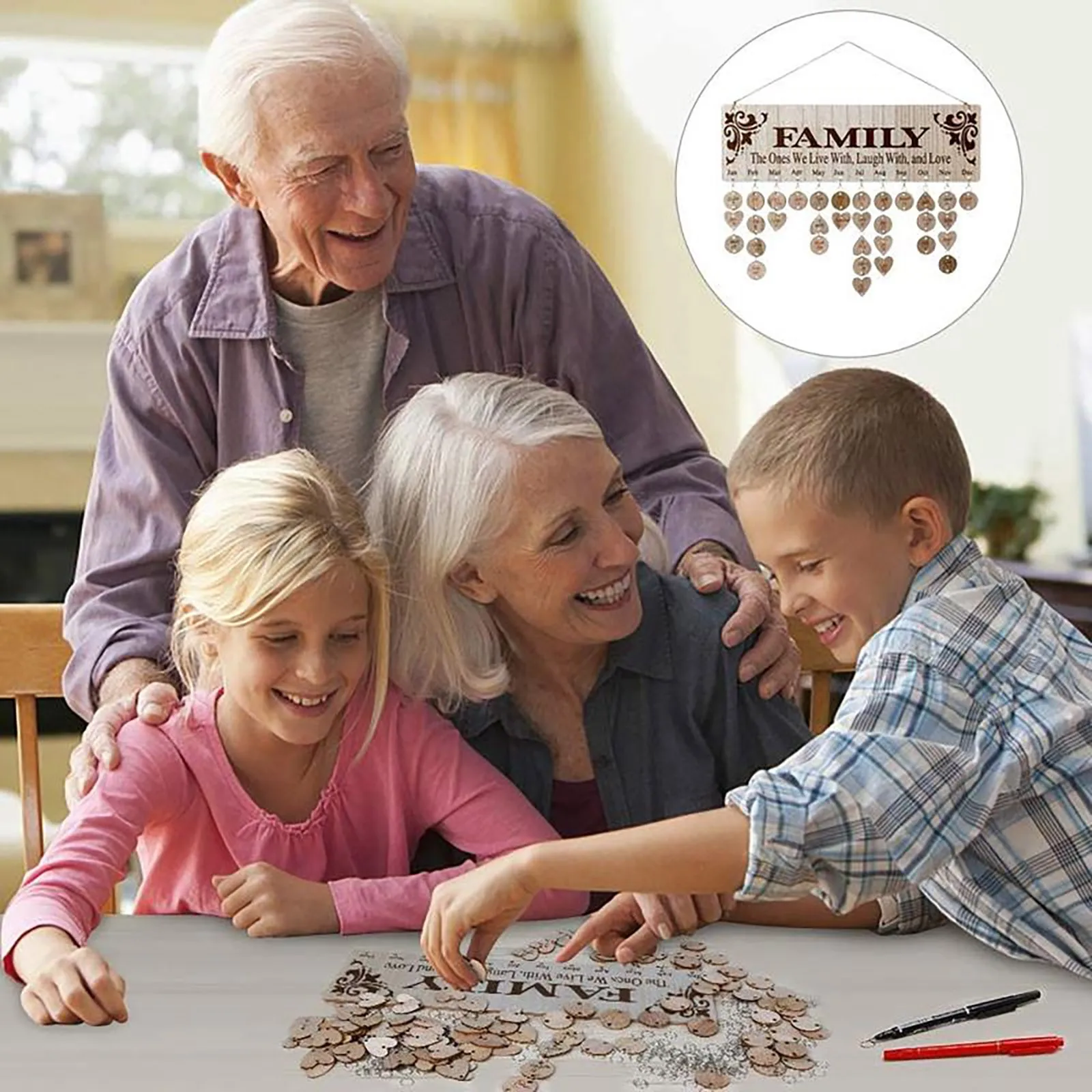 Interesting calendar, all special family data are on the plaque 
Interesting calendar, all special family data are on the plaque