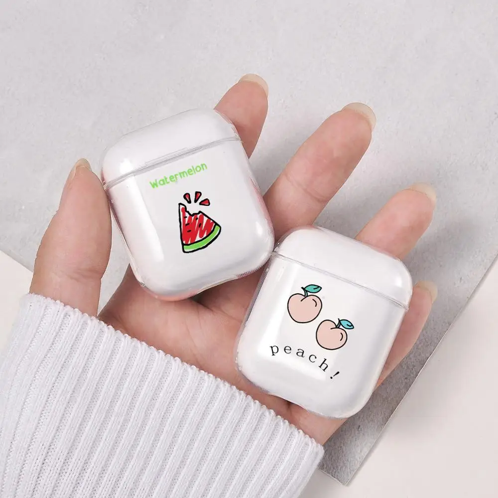 Фото Прозрачный мягкий милый мультяшный чехол для Apple airpods с фруктами Персиком