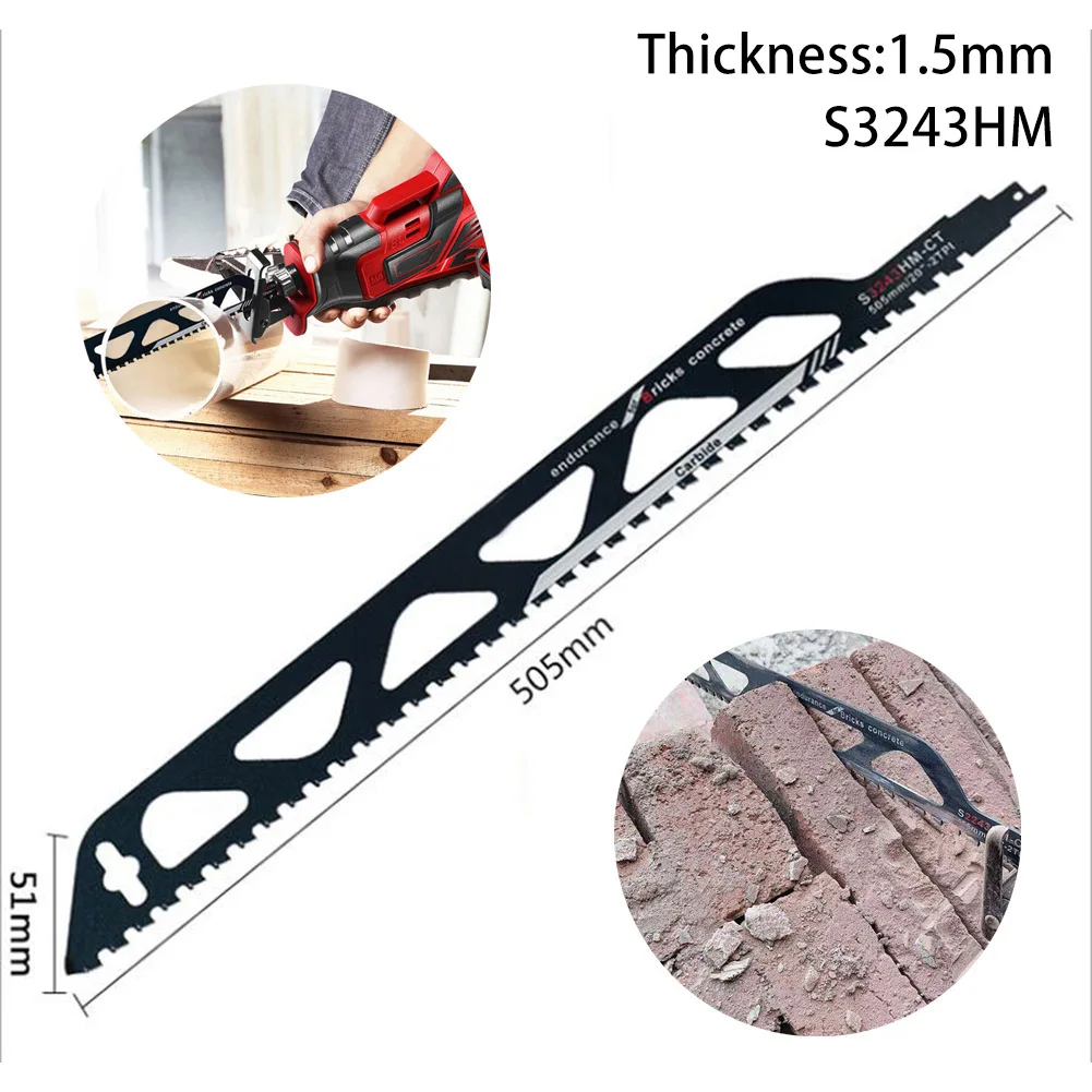 Alloy Saber Reciprocating Saw Blade S3243HM 505mm Metal Wood Assorted Blades For Cutting Concrete Cement Block PVC Pipe Wood
Alloy Saber Reciprocating Saw Blade S3243HM 505mm Metal Wood Assorted Blades For Cutting Concrete Cement Block PVC Pipe Wood