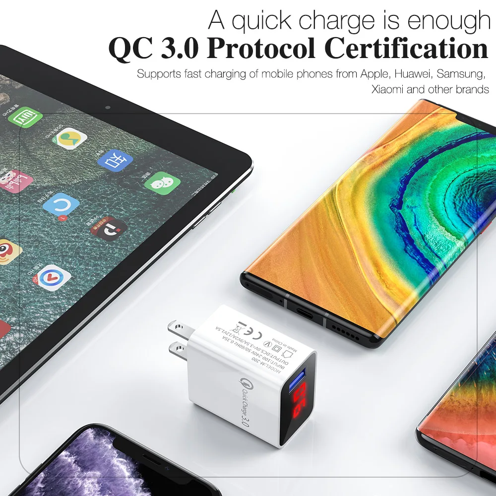 5V 3.1A цифровой дисплей USB зарядное устройство для iPhone 3 0 быстрая зарядка настенное