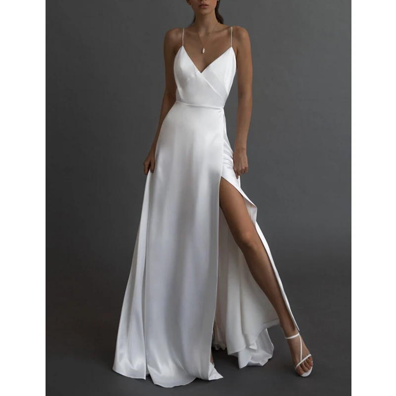 WEPBEL Slim Fit High Waist Dress Women's Casual Slit Dress Summer Sexy V-neck Backless Spaghetti Strap Solid Color Dress
WEPBEL Slim Fit High Waist Dress Women's Casual Slit Dress Summer Sexy V-neck Backless Spaghetti Strap Solid Color Dress