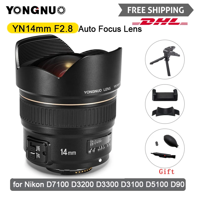 Объектив Yongnuo 14 мм F2.8 с автофокусом ультра-широкоугольный объектив с креплением AF/MF для камеры Nikon F d5300 d3400 d3100 D850 D7500
Объектив Yongnuo 14 мм F2.8 с автофокусом ультра-широкоугольный объектив с креплением AF/MF для камеры Nikon F d5300 d3400 d3100 D850 D7500