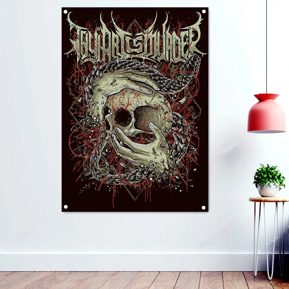 Rock and Roll Skull Art Poster Polyethylene Hanging Cloth Heavy Metal Music Banner Canvas Painting Flags With Four Metal Buckle
Rock and Roll Skull Art Poster Polyethylene Hanging Cloth Heavy Metal Music Banner Canvas Painting Flags With Four Metal Buckle