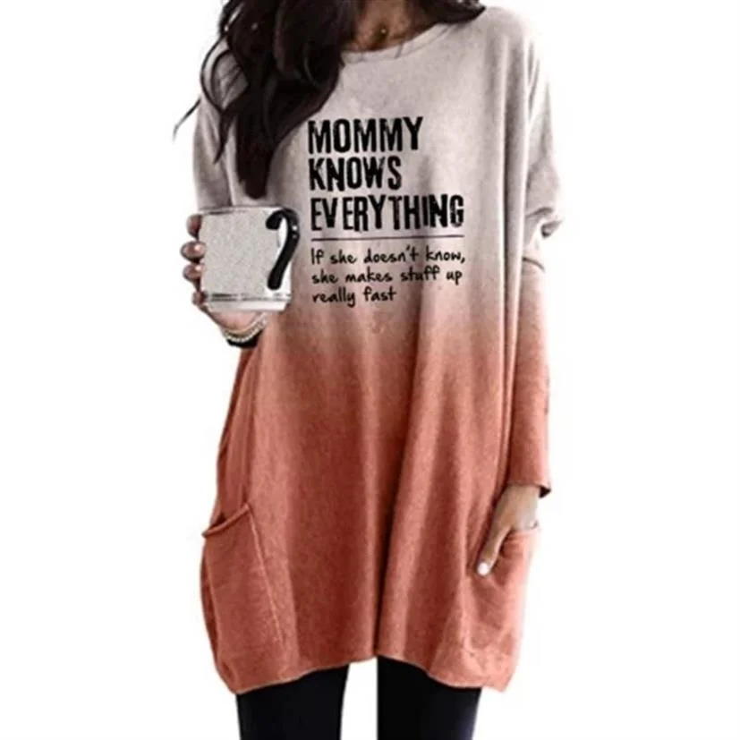 Spring Summer Long Sleeve Pullovers Harajuku Mommy Knows Everything Letters Print Hoodies For Femmes Casual Loose Sweatshirts
Spring Summer Long Sleeve Pullovers Harajuku Mommy Knows Everything Letters Print Hoodies For Femmes Casual Loose Sweatshirts