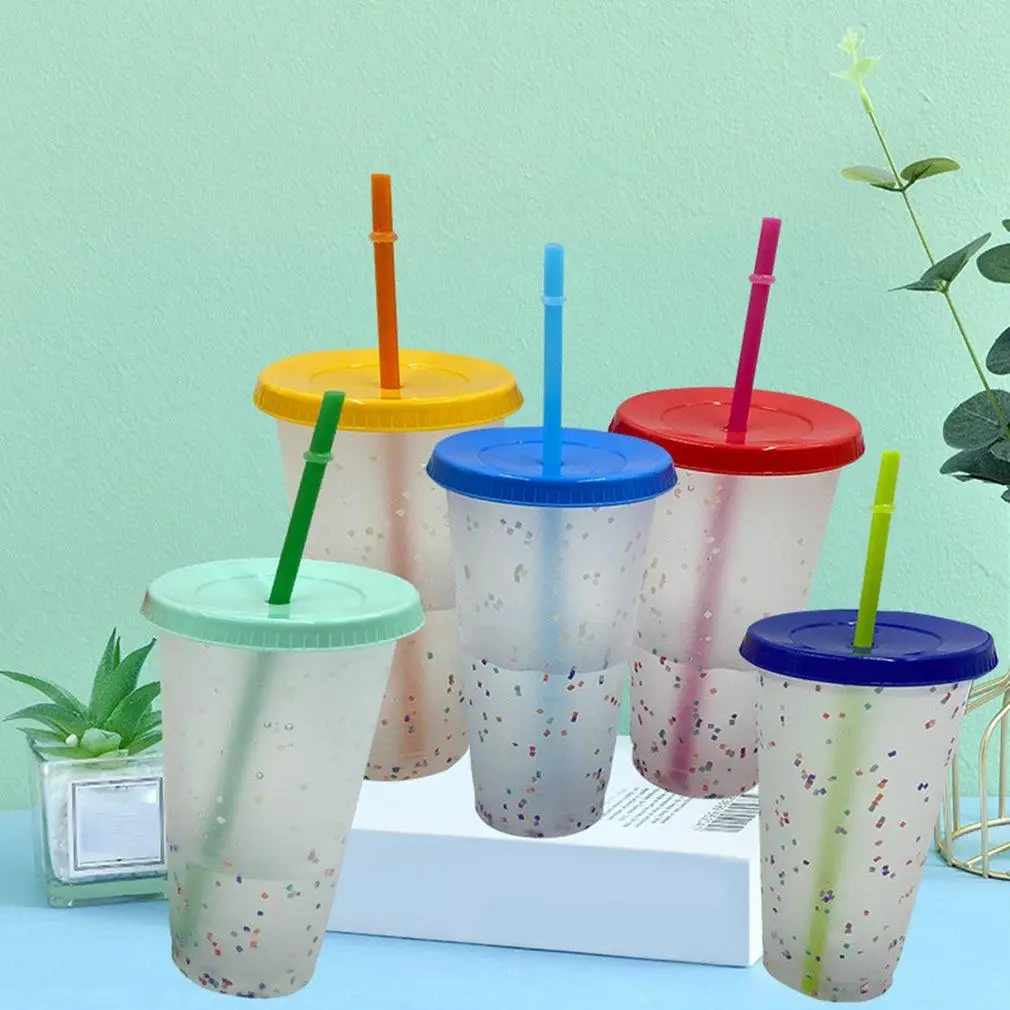 5pcs 700ml Color Changing Cup Confetti Plastic Color Changing Cup Cold Water Color Changing Straw Cup Kitchen Dining Gagets
5pcs 700ml Color Changing Cup Confetti Plastic Color Changing Cup Cold Water Color Changing Straw Cup Kitchen Dining Gagets