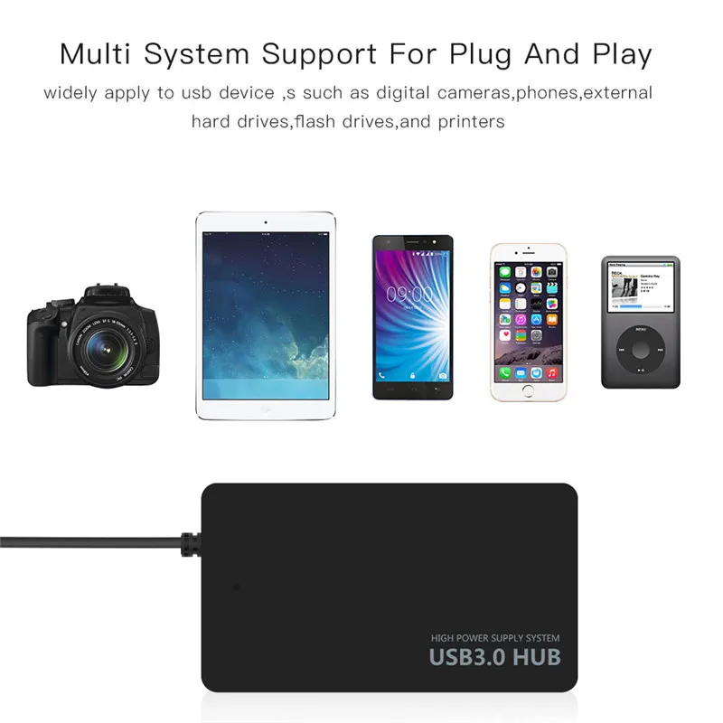 KuWFi 4 порта usb-хаб Высокоскоростной USB 3 0 внешний адаптер сплиттер расширитель Plug and
