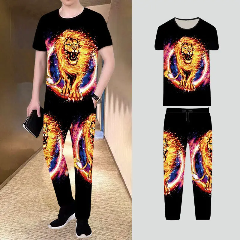 Spring and summer trend men's casual two piece suit large ice silk t-shirt men's short sleeve trousers sportswear Chinese style
Spring and summer trend men's casual two piece suit large ice silk t-shirt men's short sleeve trousers sportswear Chinese style