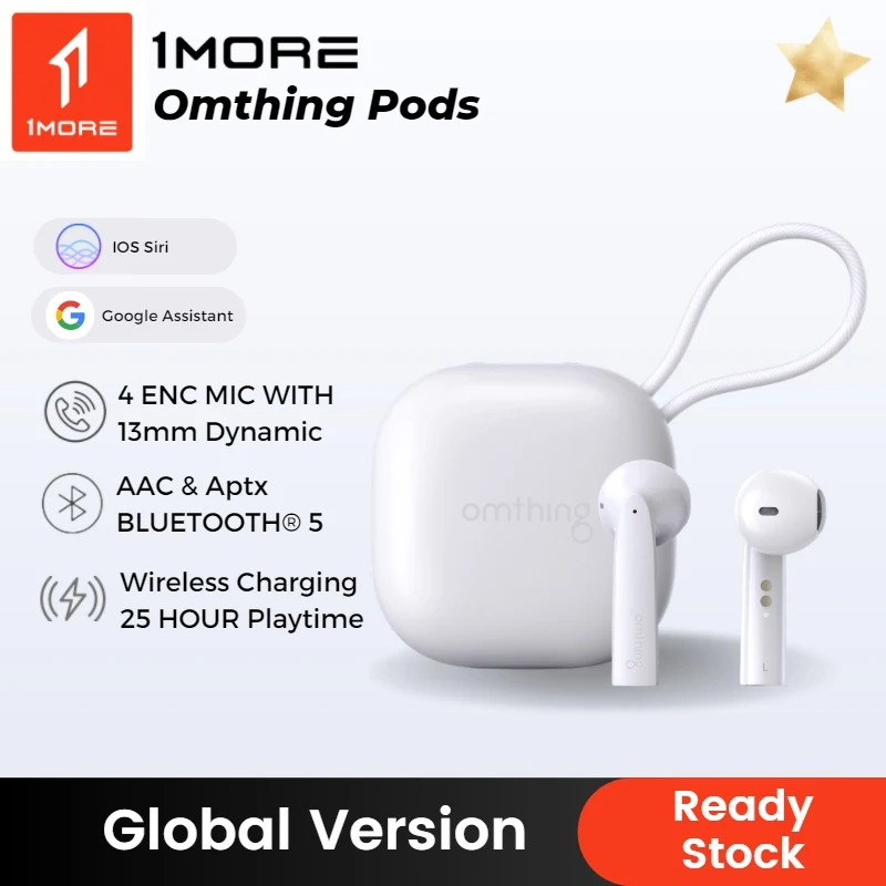 1MORE Omthing AirFree Pods Wireless Bluetooth Headphones AAC AptX Tws 25H Playtime Wireless Charging CVC 8.0 ENC HD Call EarBuds
1MORE Omthing AirFree Pods Wireless Bluetooth Headphones AAC AptX Tws 25H Playtime Wireless Charging CVC 8.0 ENC HD Call EarBuds