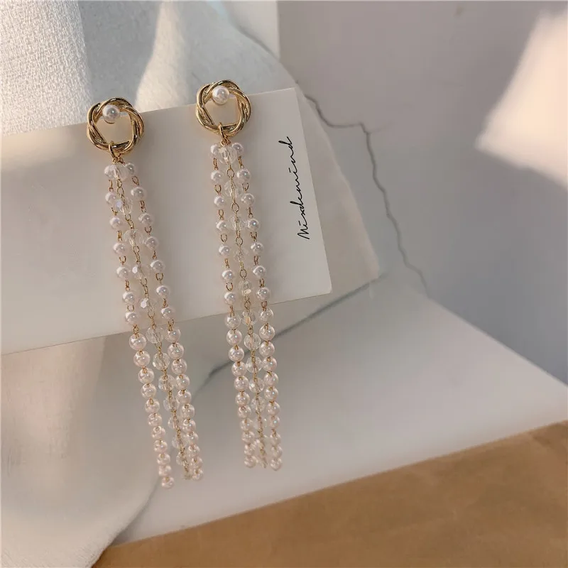 Big Long Crystal Tassel Dangle Drop Earrings Super Fairy Korean Temperament Pearl Ear Jewelry S925 Silver Needles Drop Earring 
Big Long Crystal Tassel Dangle Drop Earrings Super Fairy Korean Temperament Pearl Ear Jewelry S925 Silver Needles Drop Earring