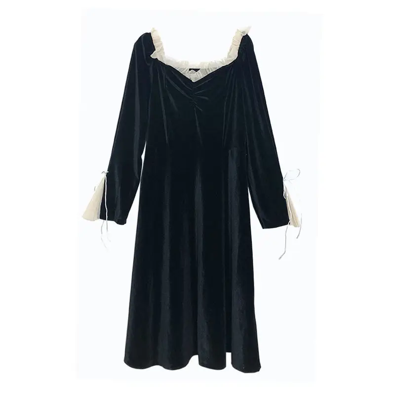 Flared Sleeves Golden Velvet V-neck Women A-line Waist Korean Elegant Mesh Lace Party Dress Women Vintage Y2k Dress Vestidos
Flared Sleeves Golden Velvet V-neck Women A-line Waist Korean Elegant Mesh Lace Party Dress Women Vintage Y2k Dress Vestidos