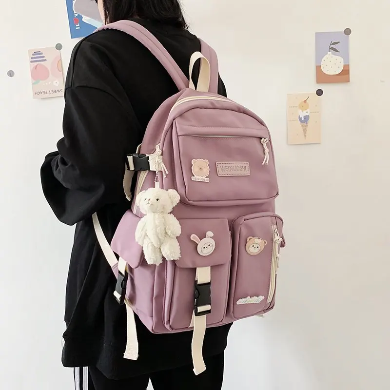 

Рюкзак женский в стиле преппи с несколькими карманами, милый школьный ранец для девочек-подростков, Женский дорожный портфель для книг