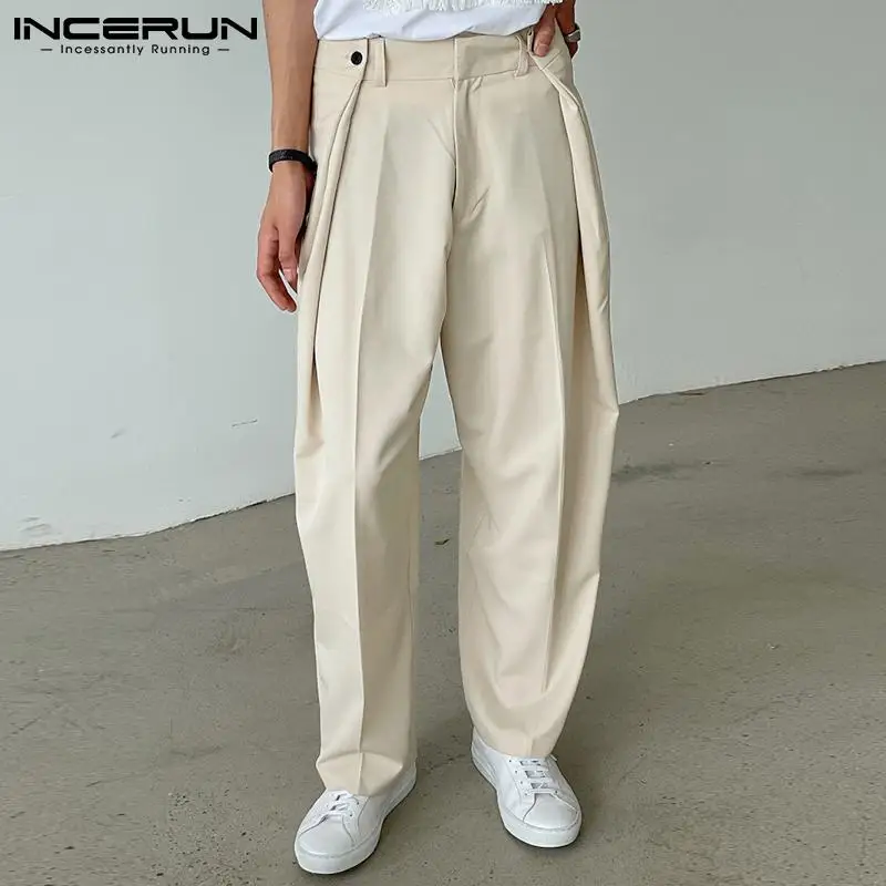 INCERUN Fashion Men Casual Pants Solid Color Joggers Baggy Streetwear Button Straight Pants 2022 Wide Leg Trousers Men S-5XL 
INCERUN Fashion Men Casual Pants Solid Color Joggers Baggy Streetwear Button Straight Pants 2022 Wide Leg Trousers Men S-5XL