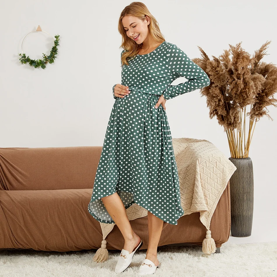 PatPat 2021 New Arrival Spring Maternity Round collar Polka dot full print Green/White Knee length A Long-sleeve Nursing Dress
PatPat 2021 New Arrival Spring Maternity Round collar Polka dot full print Green/White Knee length A Long-sleeve Nursing Dress