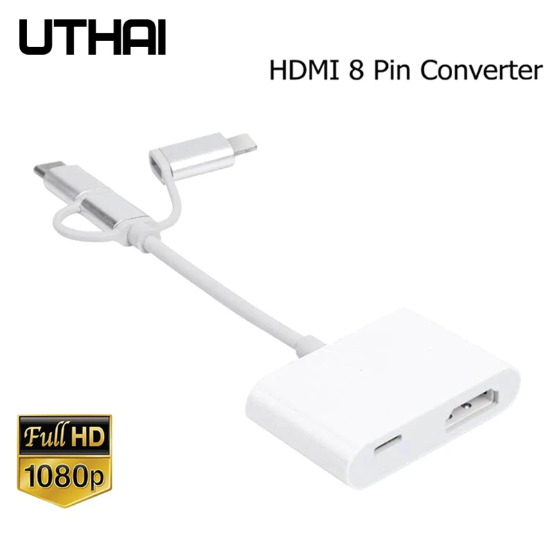 Для iphone и Android TYPE C к HDMI Совместимость 1080P 3 в 1 цифровой av адаптер Lightning для 11 XR X 8 7 ipad