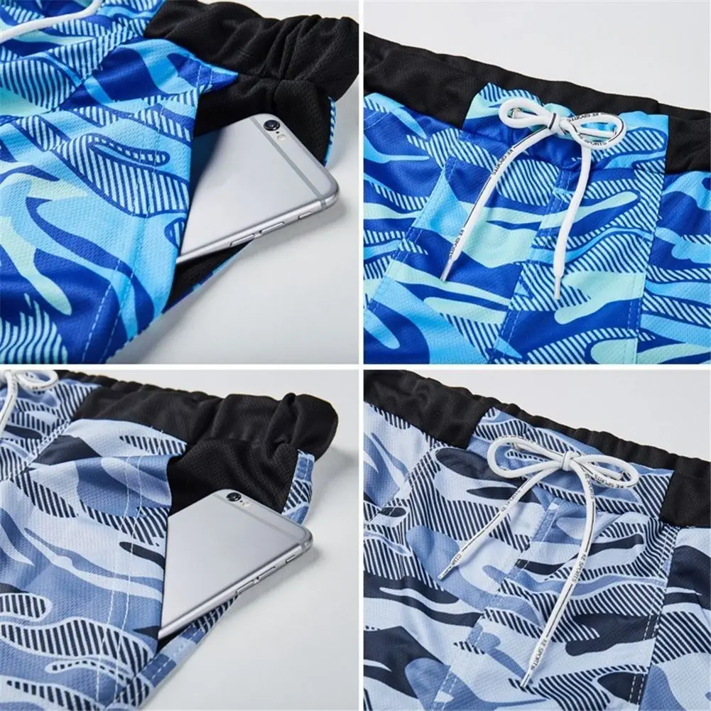 

2021 Summer Swimwear Men Basic Long Swimming Trunk Surf Camo Shorts Swimsuits Pocket Quick Dry Large Size Solid Color Shorts